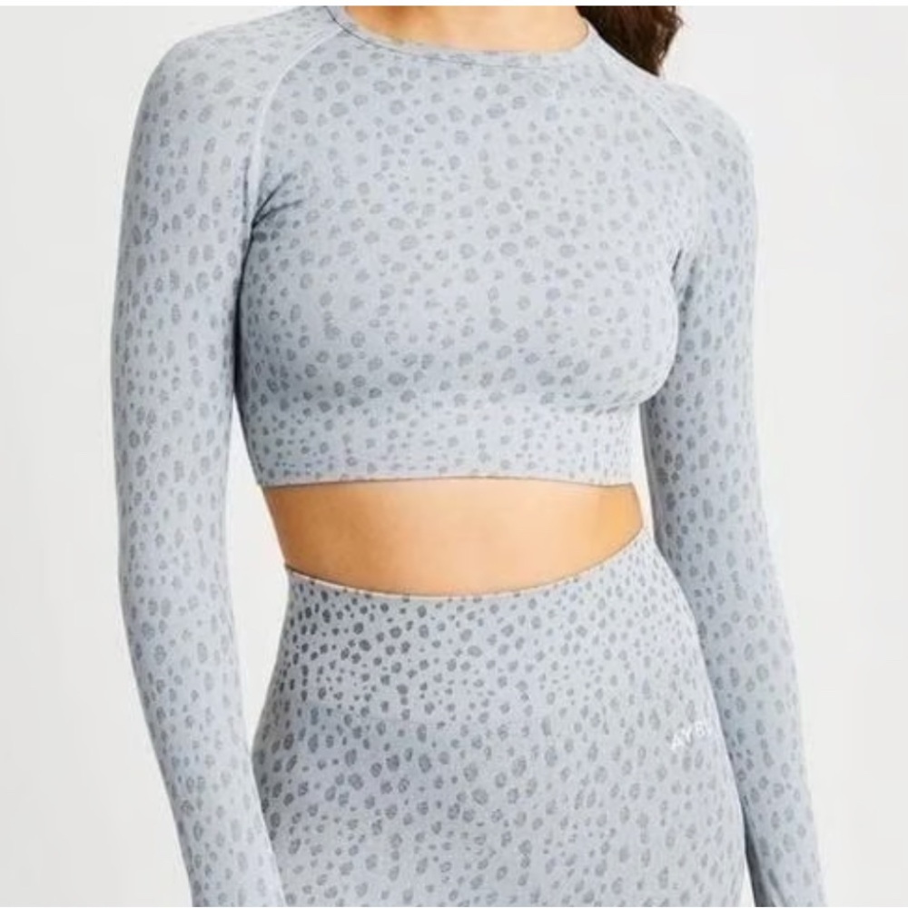 AYBL Evolve speckle gray seamless long sleeve crop top